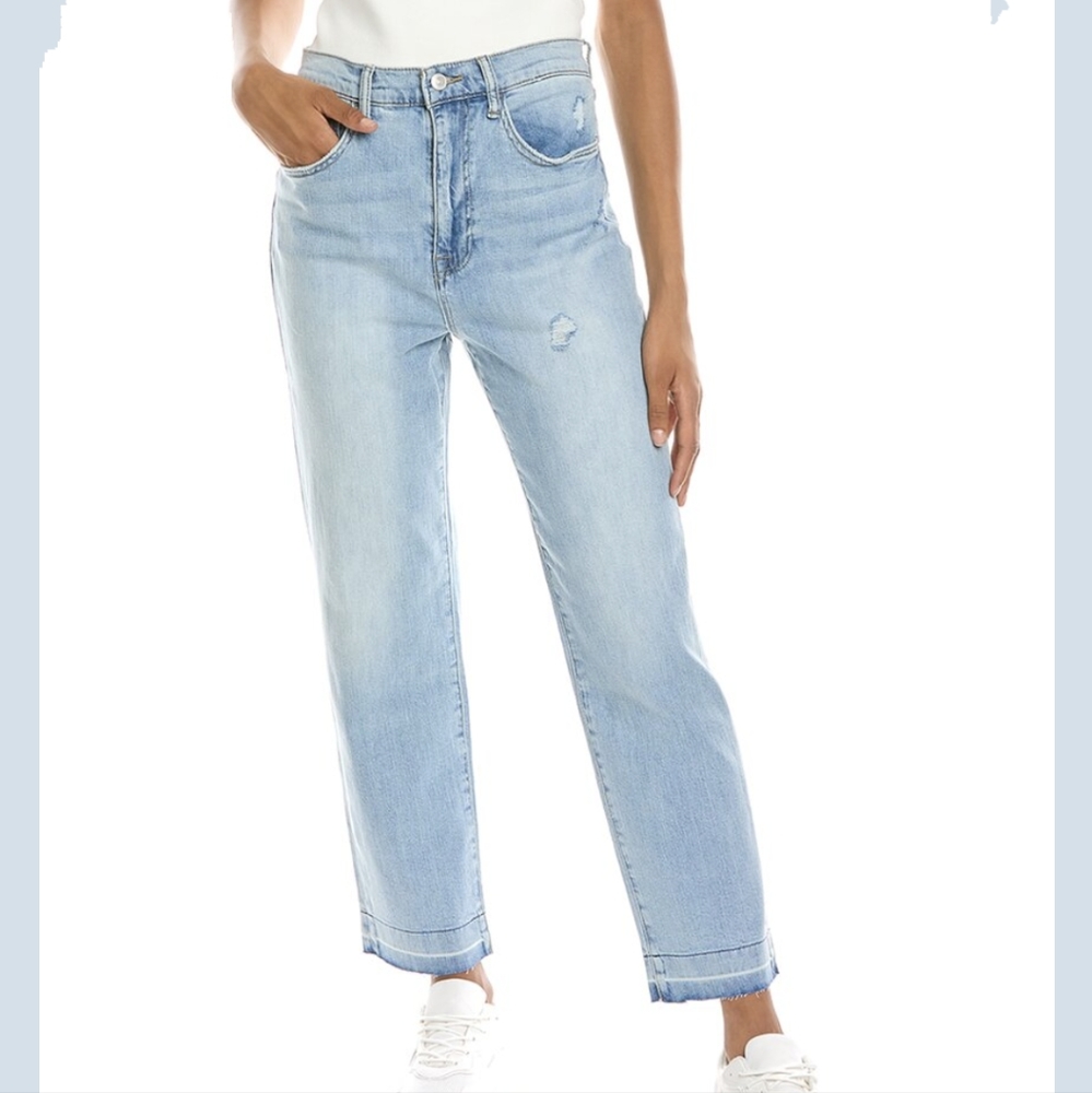 HUDSON | Kass Jeans High-Rise Straight Ankle Jeans 30 Light Blue Wash Raw Hem